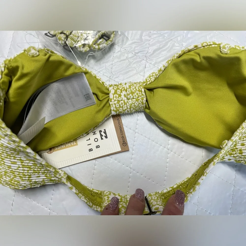 Billabong Lil Whispers Green Floral Bikini Top - Picture 6 of 8